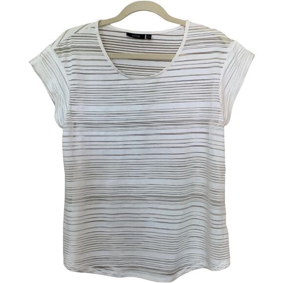 Apt. 9 Pink White Striped Sheer Casual Tee Shirts Bundle of 2 Size M Scoop Neck - Picture 8 of 12